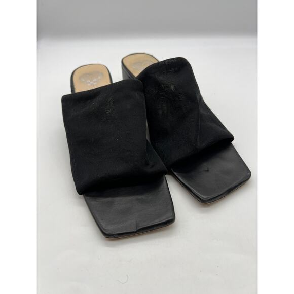 Vince Camuto Square Toe Salindera Slides Block Heel Black Mesh 10.5M Verify - Picture 1 of 7